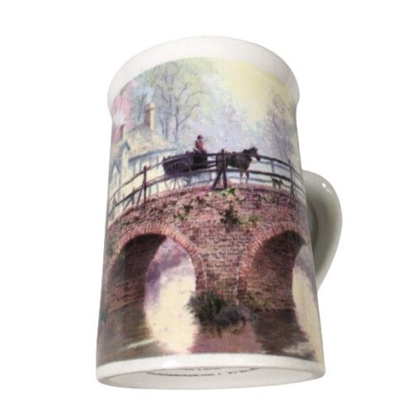 Thomas Kinkade Coffee Cups Mugs 4" Christmas Winter Horse Sleigh Lot Set of 4 - Picture 8 of 10